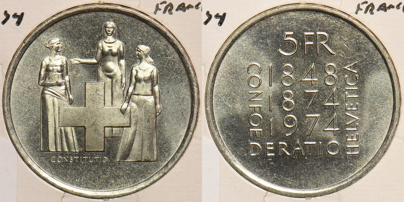 Switzerland 1974 5 Francs P150079 combine shipping0