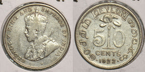 Ceylon 1922 50 Cents P150087 combine shipping0