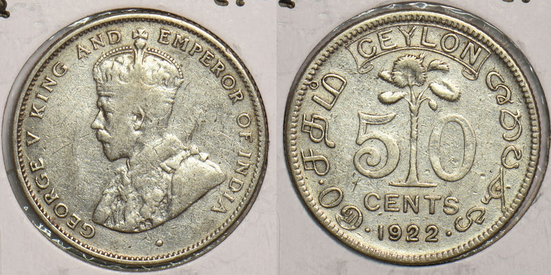 Ceylon 1922 50 Cents P150087 combine shipping0