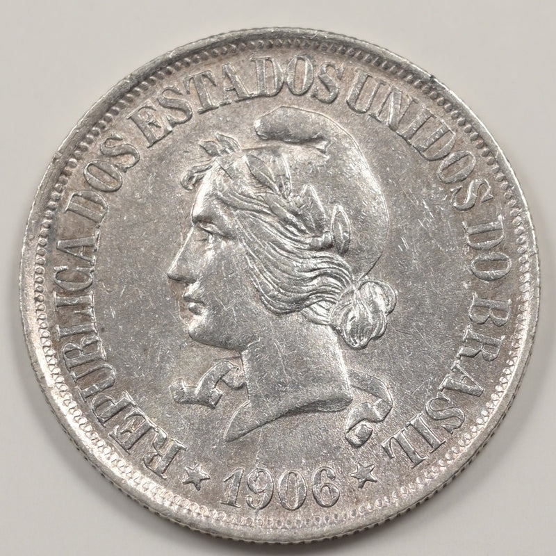 Brazil 1906 Republic 500 Reis Silver P1515220