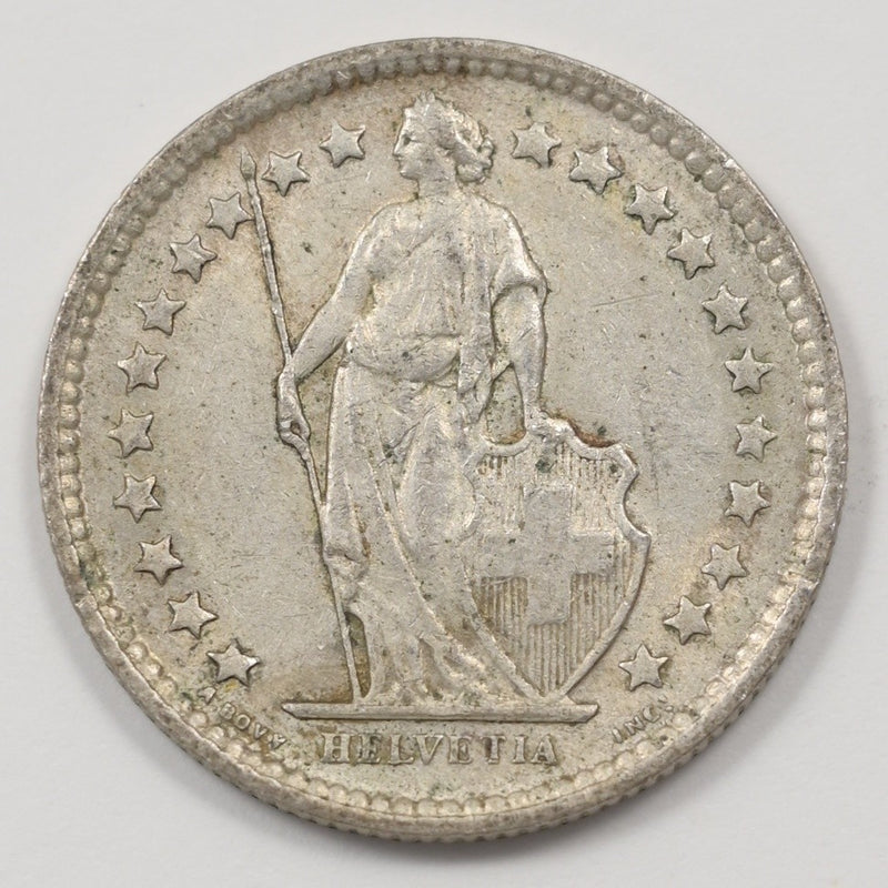 Switzerland 1962-B Standing Helvetia 1/2 Francs Silver P9040990