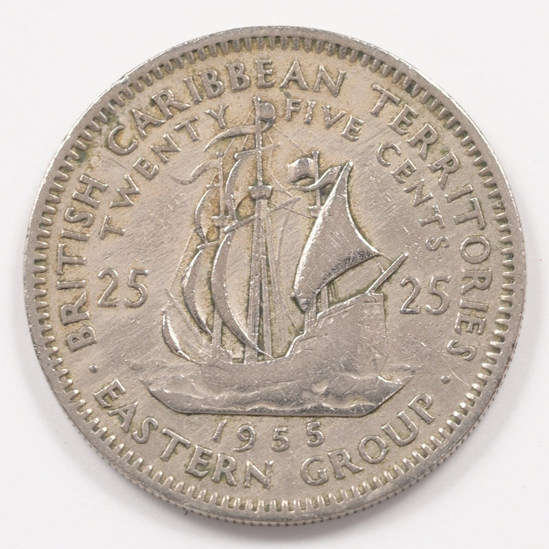 British Caribbean Territories 1955 Eastern Group-Elizabeth II 25 Cents P9047990