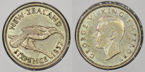 New Zealand 1937 6 Pence Bird animal P290395 combine shipping0