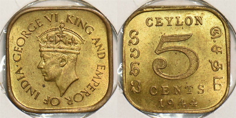 Ceylon 1944 5 Cents Ch BU P290208 combine shipping0