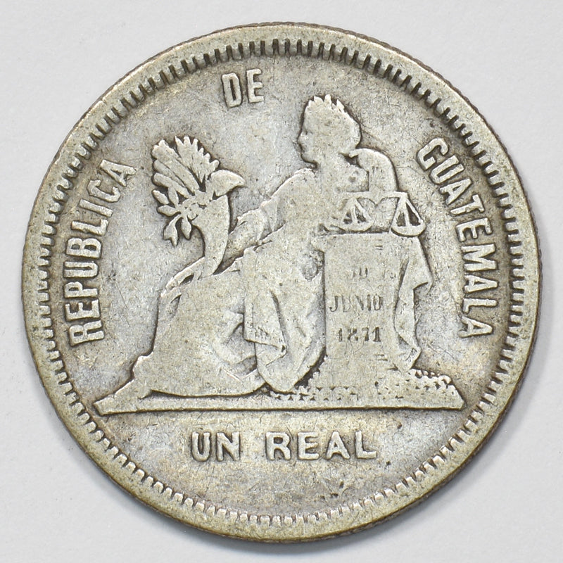 Guatemala 1890 Coat of Arms Real Silver P2401570