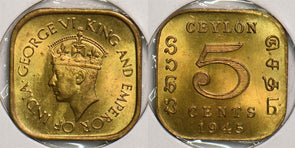 Ceylon 1945 5 Cents P290185 combine shipping0
