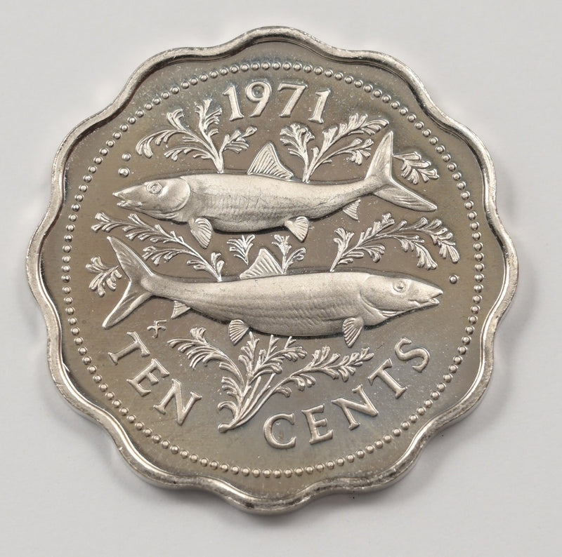 Bahamas 1971-FM Elizabeth II- Two Bonefish 10 Cents Proof P9040580