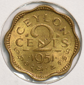 Ceylon 1951 2 Cents P290189 combine shipping2