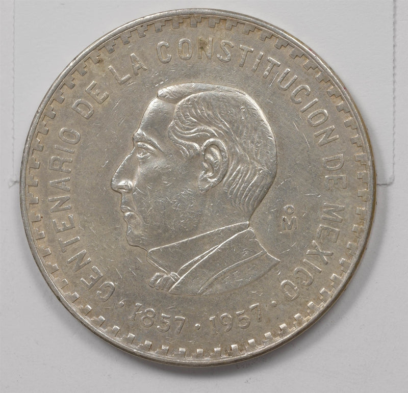 Mexico 1957-Mo 10 Pesos Silver Benito Juarez P490493 combine shipping0