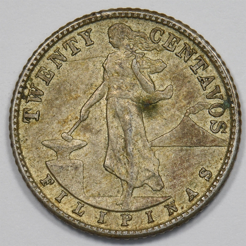 Philippines 1944-D Commonwealth Twenty Centavos Silver P9026770
