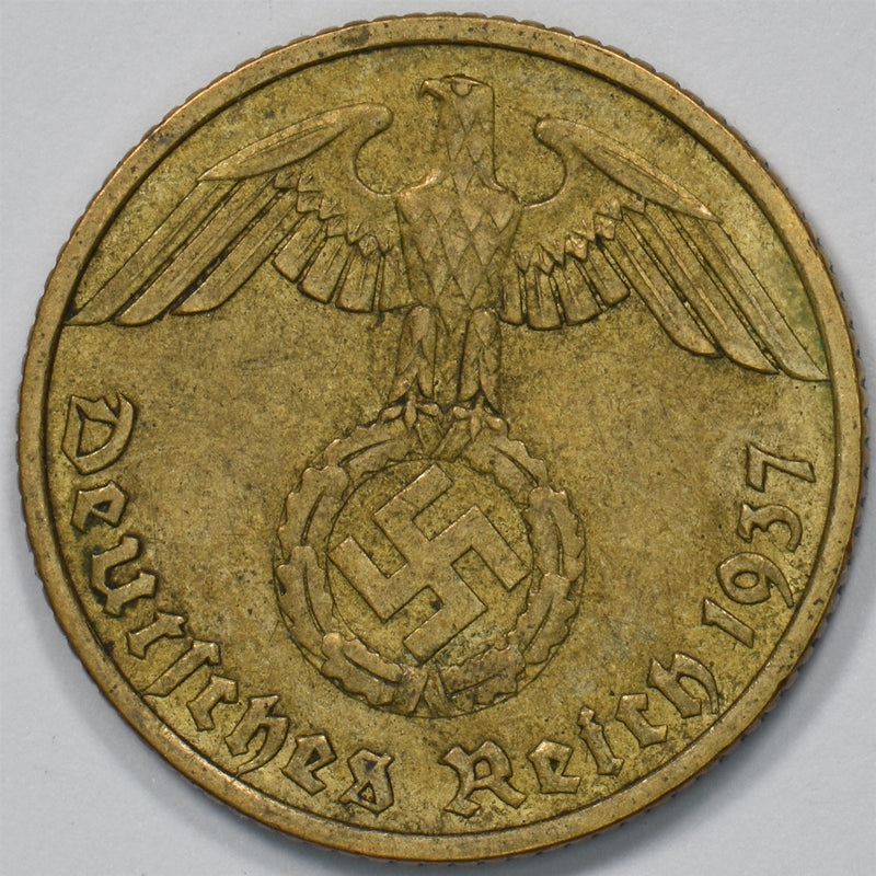 Germany 1937-F Third Reich 10 Reichspfennig Eagle P9031610