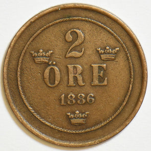 Sweden 1886 2 Ore P190020 combine shipping1