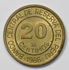 Peru 1986-LM 20 Centimos Admiral Miguel Garu P903518 combine shipping1