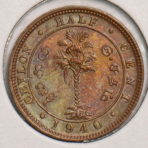 Ceylon 1940 1/2 Cent P150134 combine shipping2