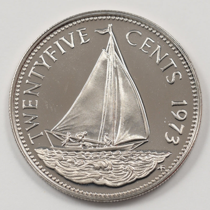 Bahamas 1973-FM Elizabeth II- Sailboat 25 Cents Proof P9040480