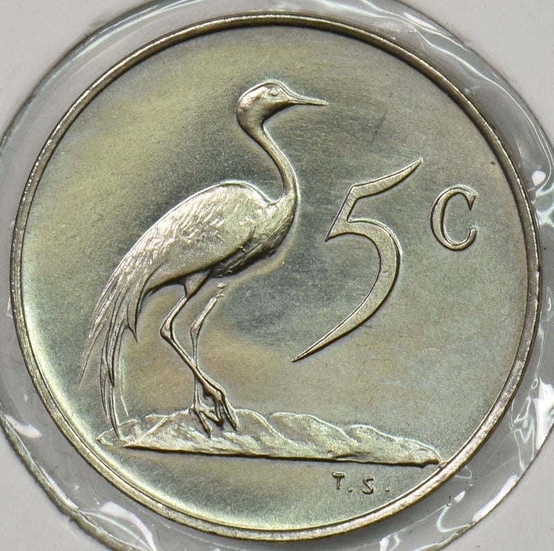 South Africa 1967 5 Cents Blue Crane animal Proof P900327 combine shipping0