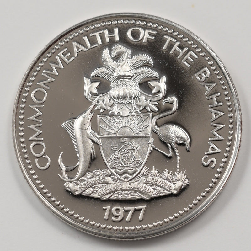 Bahamas 1977-FM Elizabeth II- Sailboat 25 Cents Proof P9040490