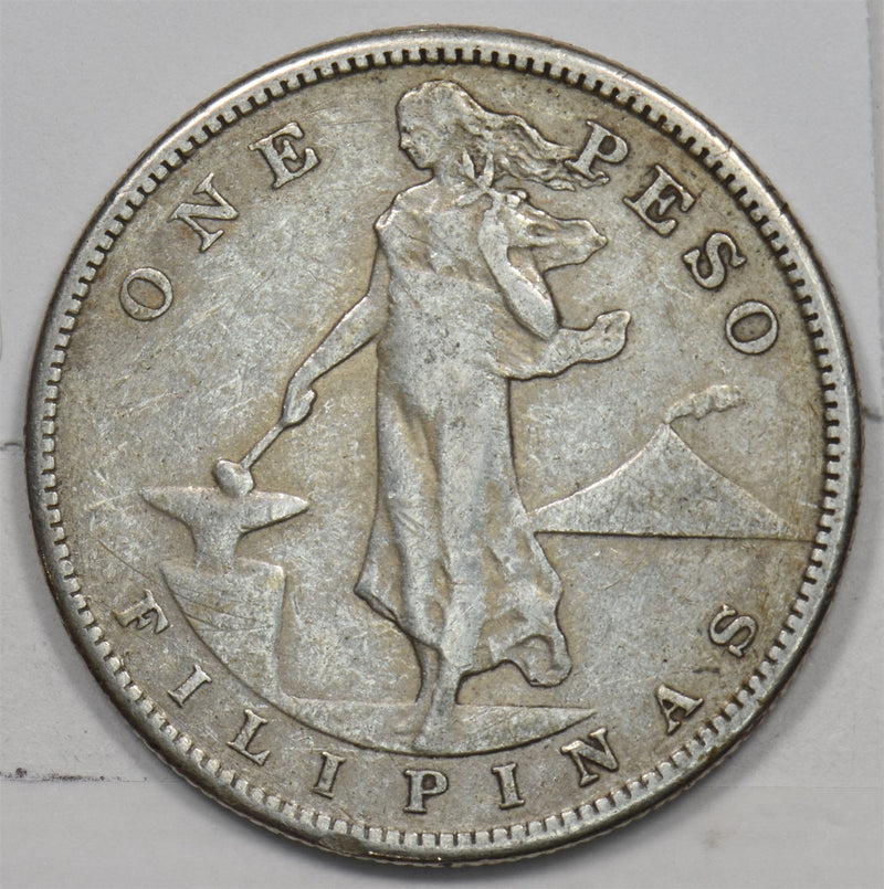 Philippines U.S. (1898-1946) 1911-S Peso Silver XF Standing woman Eagle P4903930