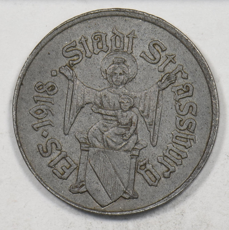 Germany 1918 10 Pfennig UNC Strassbury Crowned imperial eagle P490359 combine sh0