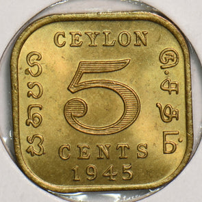 Ceylon 1945 5 Cents P290193 combine shipping2