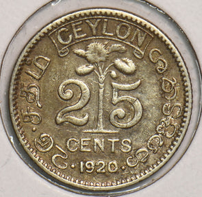 Ceylon 1920 25 Cents P150132 combine shipping2
