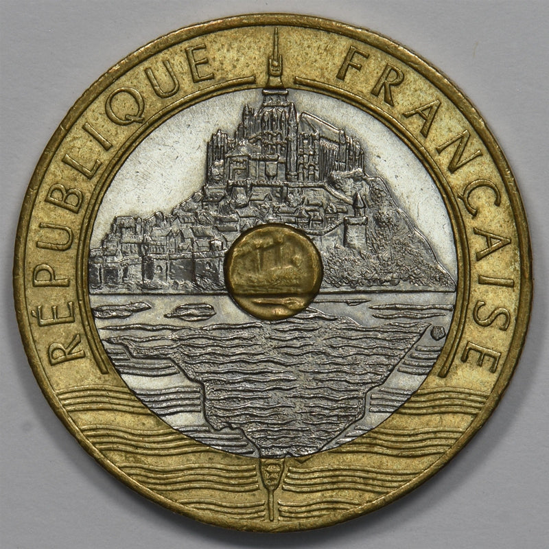 France 1992 Mont Saint-Michel Bimetallic 20 Francs P9025760