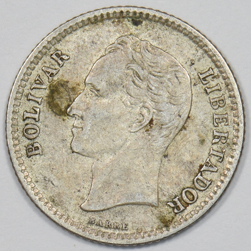 Venezuela 1954 Head of Bolivar 25 Centimos Silver P9025070