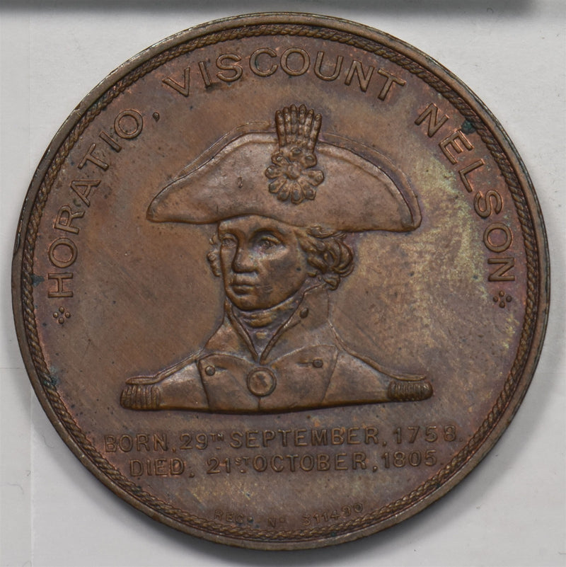 Great Britain 1897 Medal/Token BU Foudroyant Copper Horatio Viscount Nelson P4900