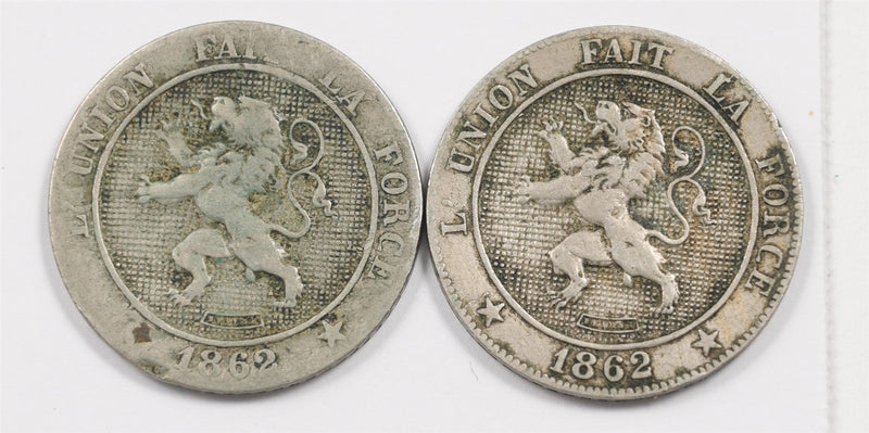 Belgium 1862 Leopold I 5 Centimes Lot of 2, P9042360