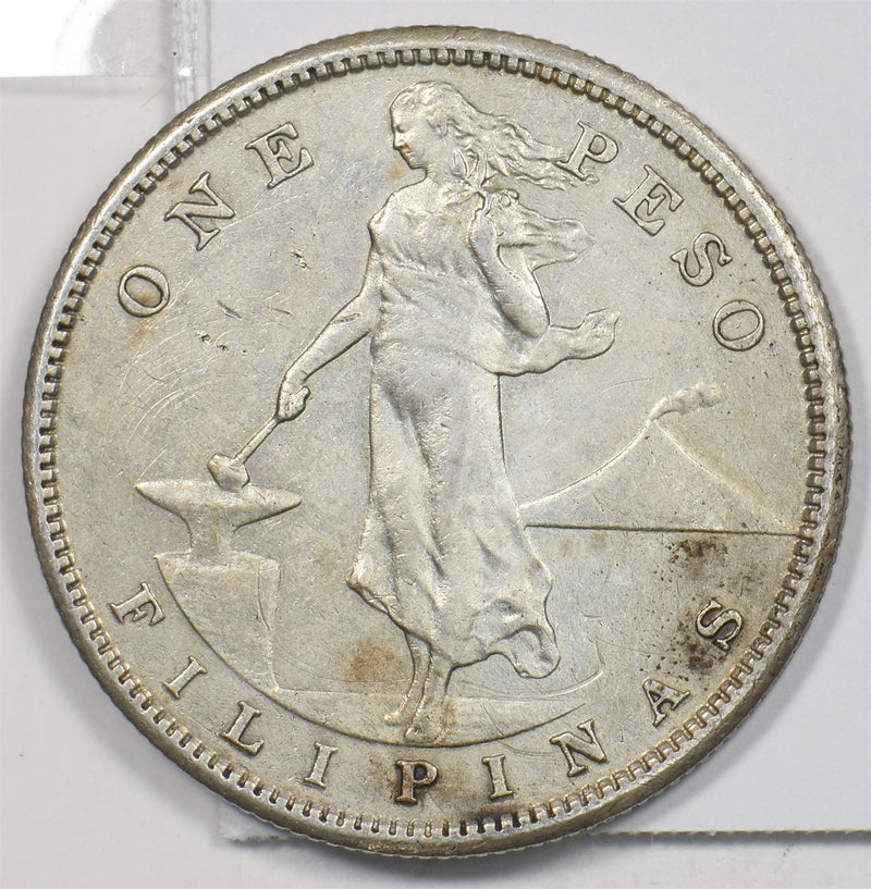 Philippines 1907 Peso Silver Standing woman Eagle P490373 combine shipping0