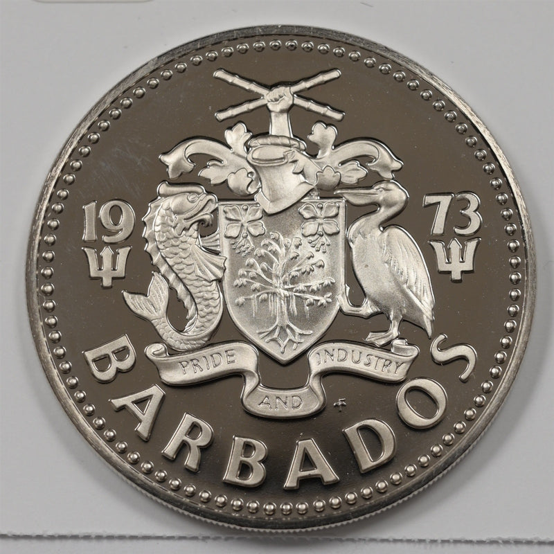 Barbados 1973-FM Elizabeth II 2 Dollars Proof P9046520