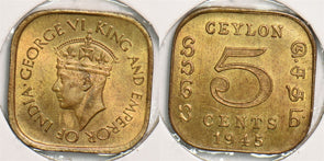 Ceylon 1945 5 Cents P290190 combine shipping0