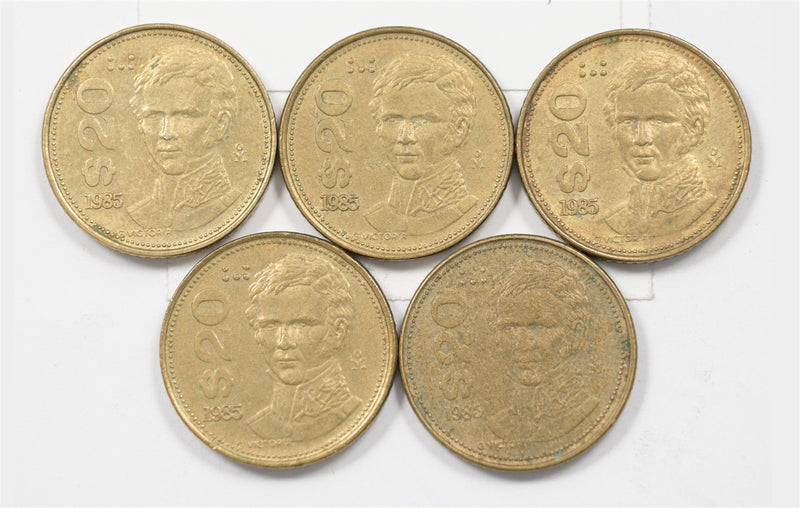 Mexico 1985-MO Guadalupe Victoria 20 Pesos Lot of 5, P9046760