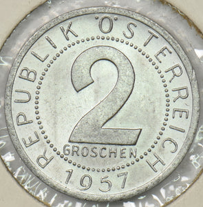 Austria 1957 2 Groschen Eagle animal P150244 combine shipping1