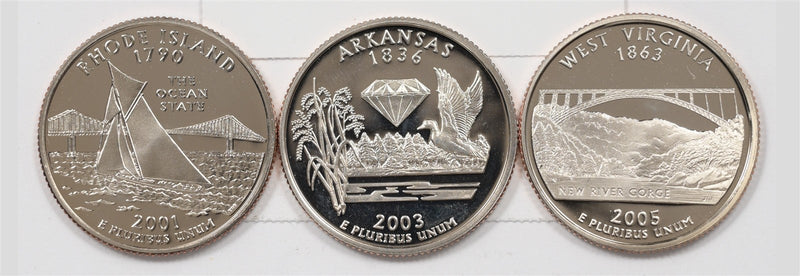 2001-S, 2003-S, 2005-S Washington State Quarter Dollar Proof P9046770