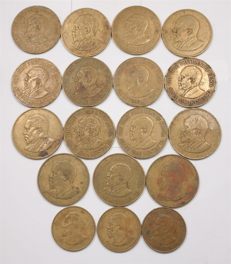 Kenya 1966-1971 Mzee Jomo Kenyatta 5C, 10 Cents Lot of 18, P2402740