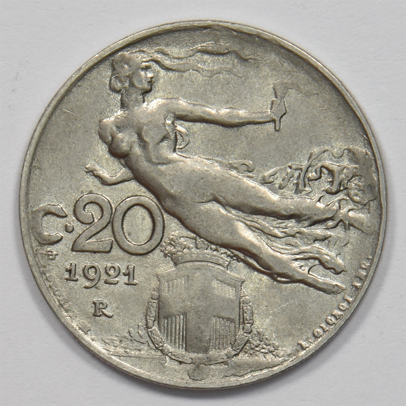 Italy 1921-R Liberty Flying/Vittorio Emanuele III 20 Centesimi P9025690