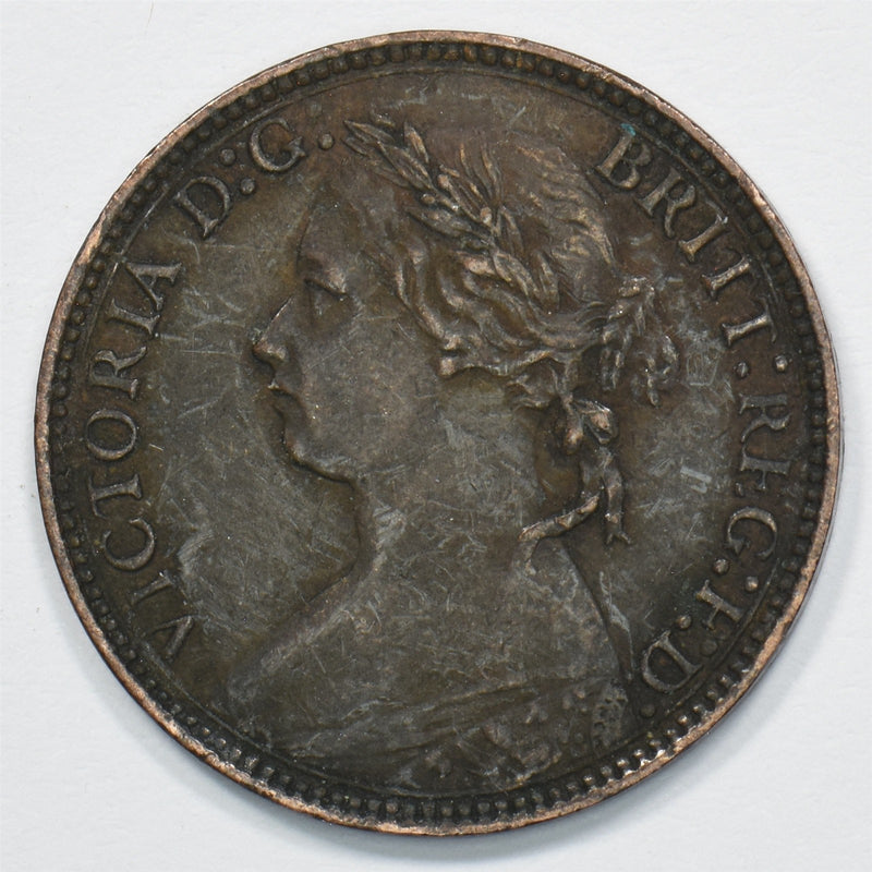 United Kingdom 1875 Victorian Bun Head Farthing P1511760