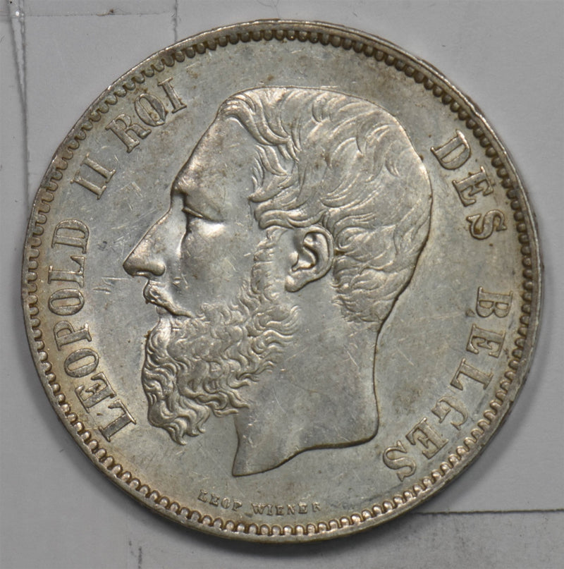 Belgium 1870 5 Francs Silver King Leopold 2 Lion P490410 combine shipping0