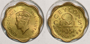 Ceylon 1951 2 Cents P290195 combine shipping0