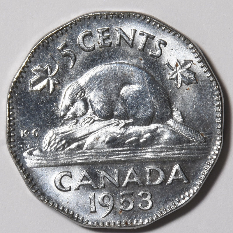 Canada 1953 Beaver reverse, Elizabeth II Nickel 5 Cents P1910650