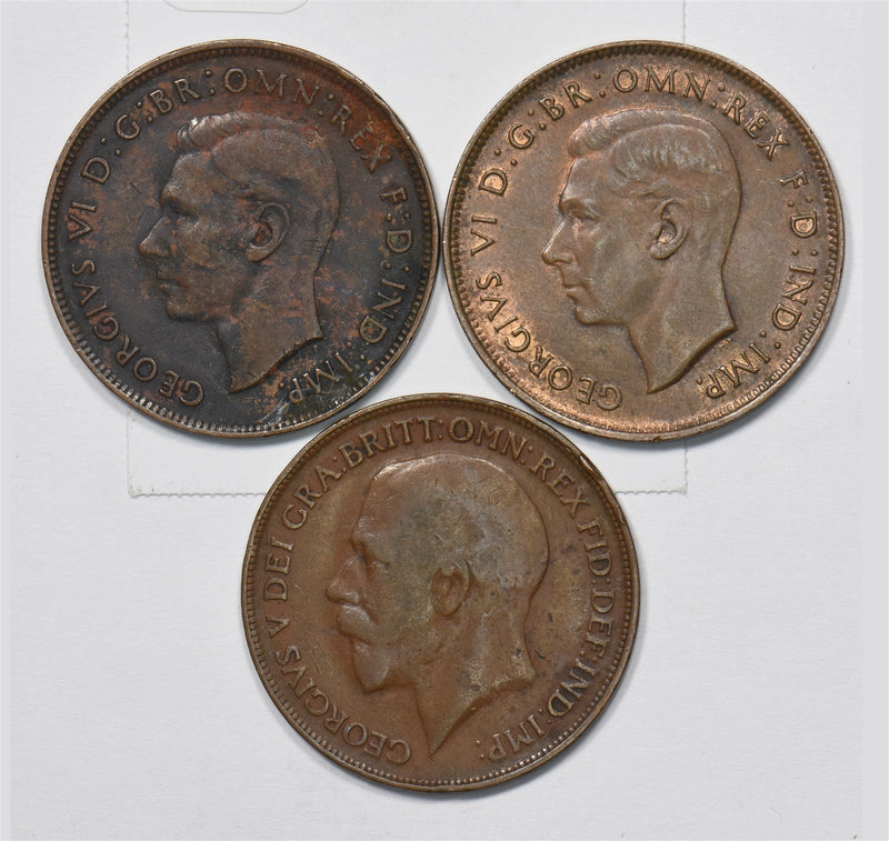 Australia 1919, 1938, 1948 George V, VI ½ Penny Lot of 3, Kangaroo P9029240