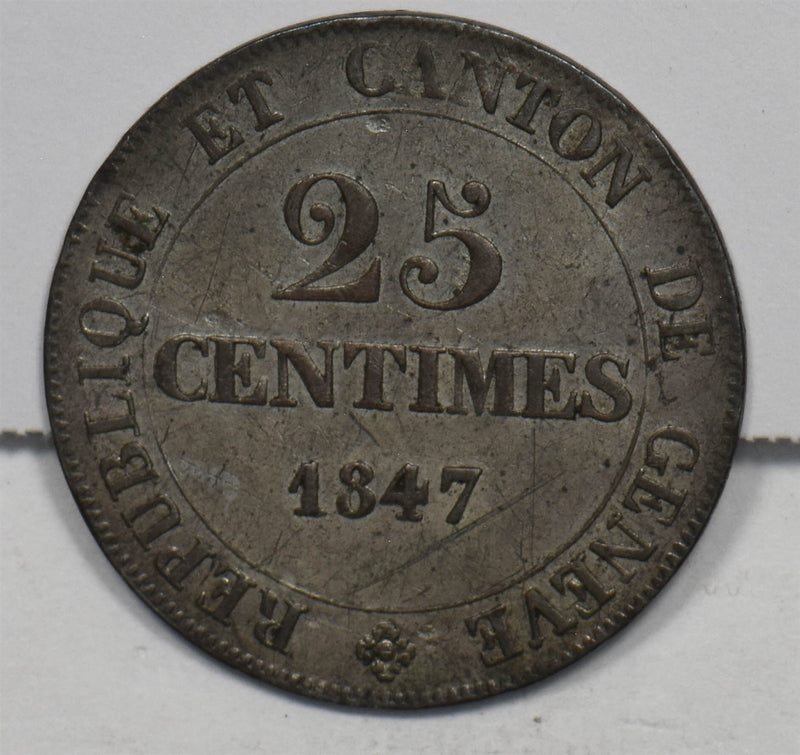 Switzerland 1847 25 Centimes AU CANTON GENEVA P490446 combine shipping0