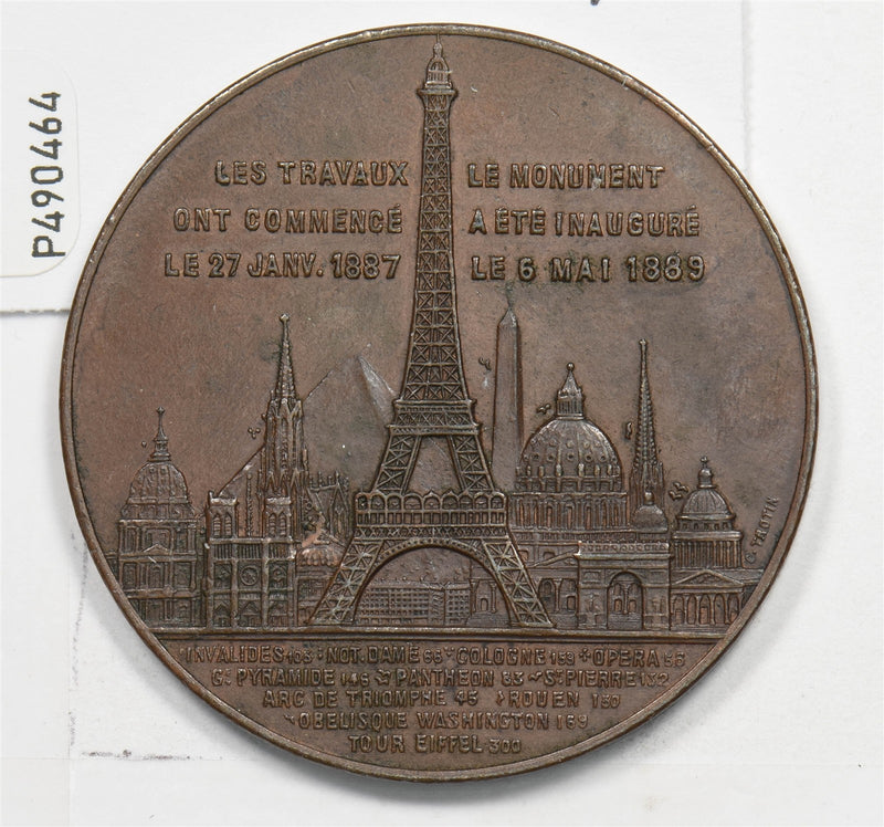 France 1889 Medal UNC Bronze Eiffel Tower Souv. P490464 combine shipping0