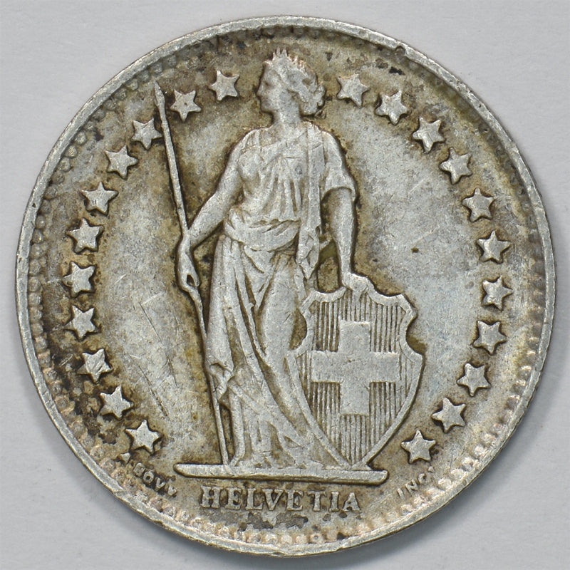 Switzerland 1948-B Helvetia Standing 1/2 Franc Silver P9029830