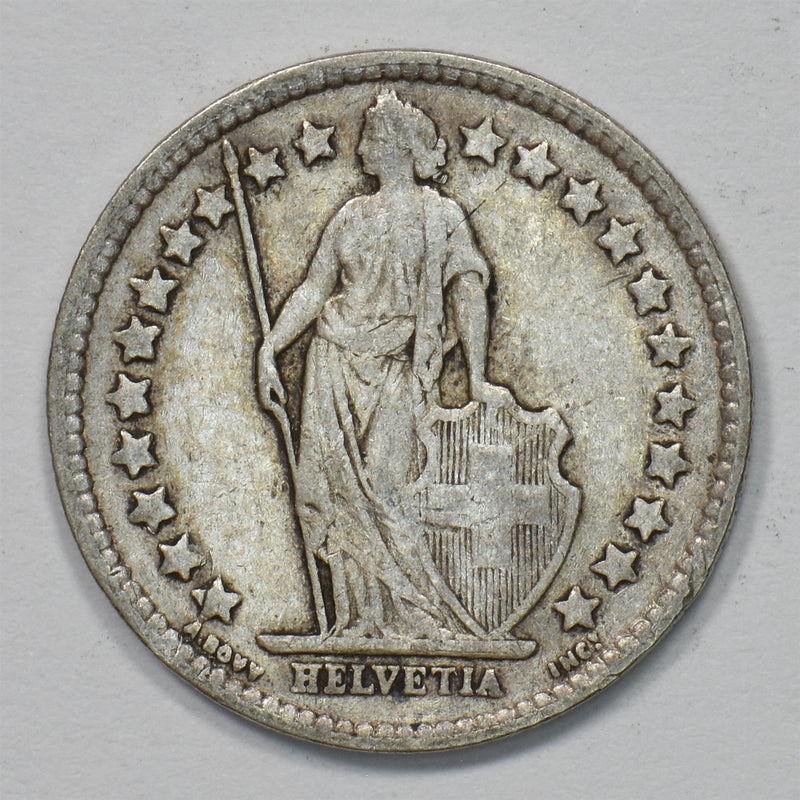 Switzerland 1937-B Helvetia Standing 1/2 Franc Silver P9029740