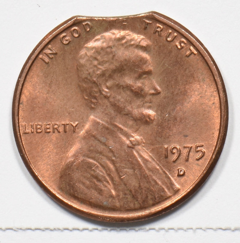 1975-D Lincoln Memorial Cent Minor Edge Clip P151050 BU0