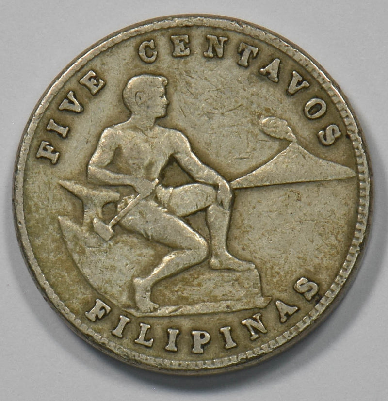 Philippines U.S. (1898-1946) 1915-S 5 Centavos Eagle and Shield P902807 combine0