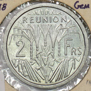 Reunion 1948 2 Francs Gem BU P190305 combine shipping2