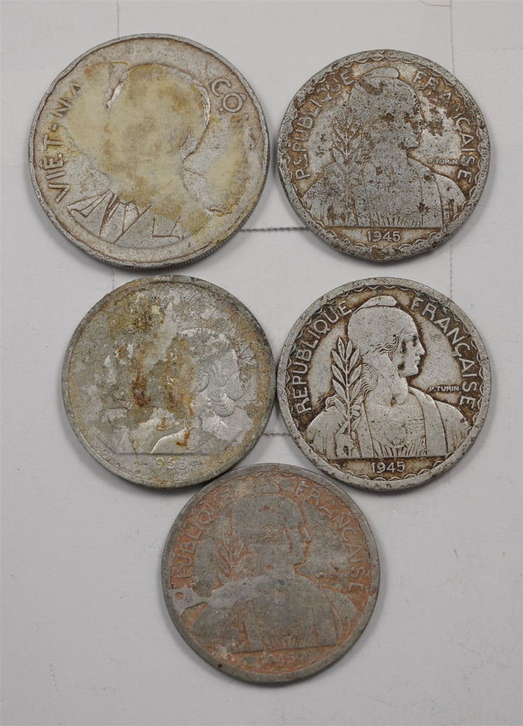 French Indochina / Vietnam 1945 Various 20 C, 50 Su Mixed lot of 5 P1514870